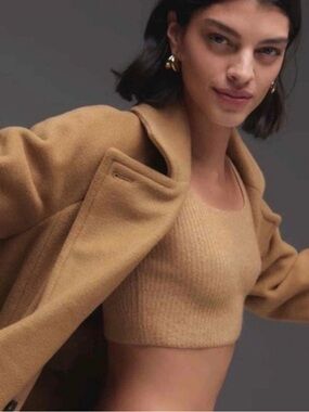 NWT Everlane The Cozy Stretch Knit Crop Tank Wool Blend Women's Size Large Camel